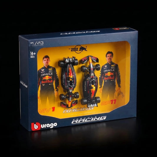 Edição Dupla Red Bull Racing RB20 (2024): Box com 2 Carros Bburago 1:43