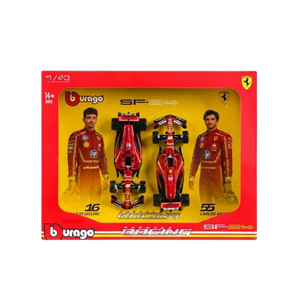 Edição Dupla Ferrari SF-24 (2024): Box com 2 Carros Bburago 1:43